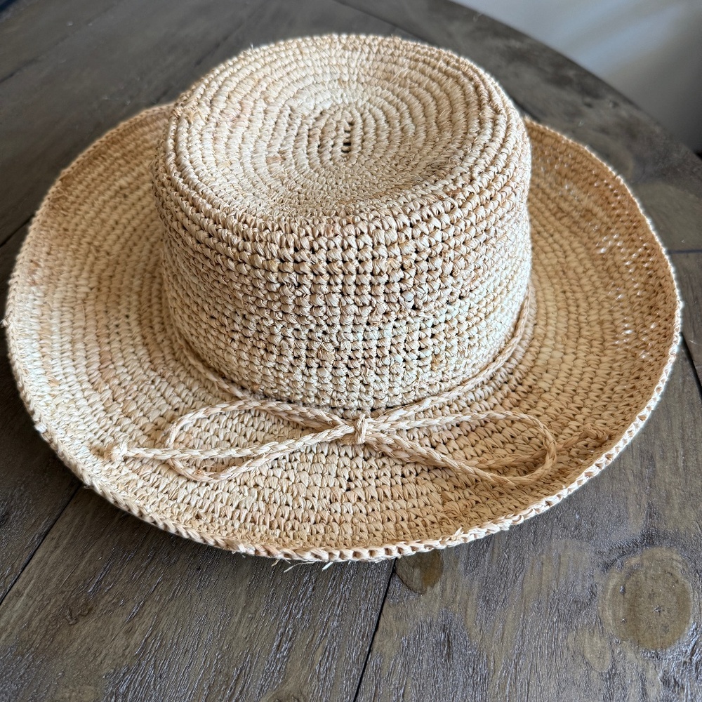 Scala Women's Crocheted Packable Raffia Hat - image 1